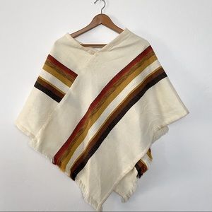 Vintage Woven Lightweight Wool Poncho